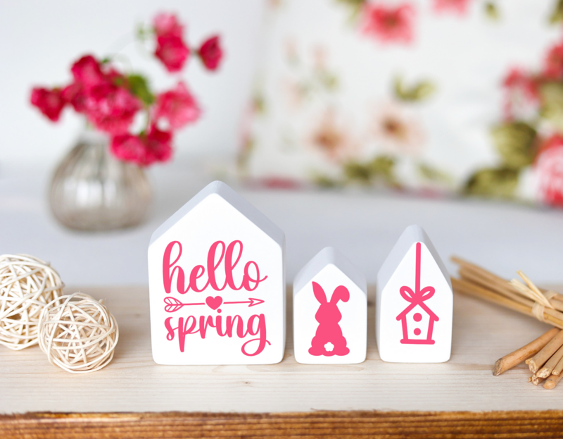 Dekohäuser Hello Spring 3er Set Dekohäuser Hello Spring 3er Set