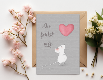 Postkarte Postkarte "Du fehlst mir"