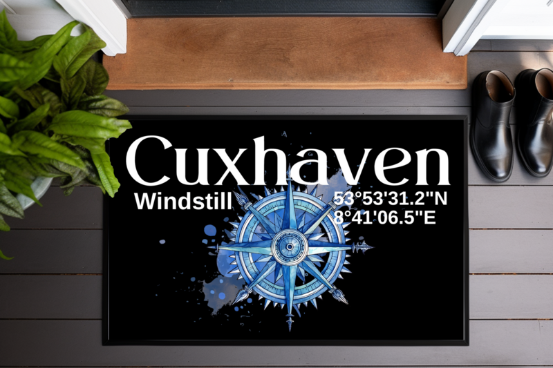 Fußmatte Cuxhaven Blauer Kompass Fußmatte Cuxhaven Blauer Kompass