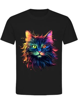 T-Shirt Normal Fit Katze Schwarz Fantasie Unisex