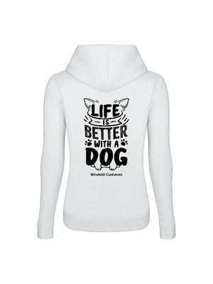 Frauen Hoodie Life is better with a dog beidseitig bedruckt