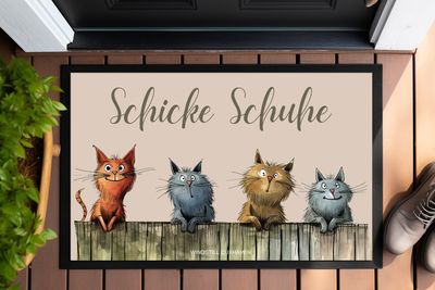 Fußmatte Katzen am Zaun