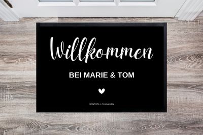 Fußmatte Namen mit Herz personalisierbar