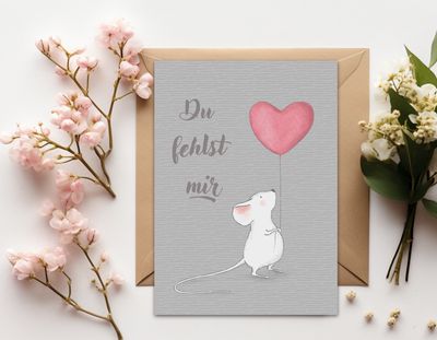 Postkarte "Du fehlst mir"