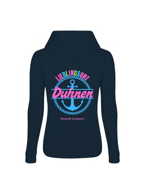 Frauen Hoodie Lieblingsort Duhnen blau