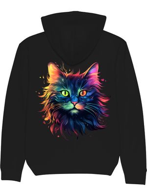 Premium Bio Hoodie Katze Schwarz Fantasie Unisex