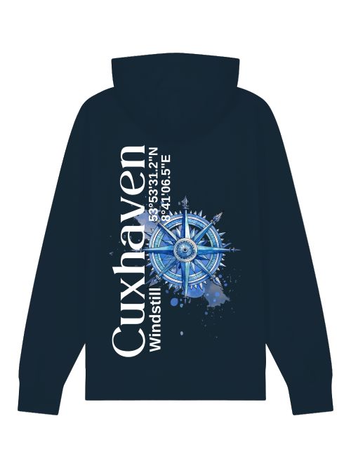 Premium Bio Hoodie Blauer Kompass Unisex