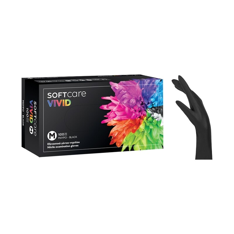 Soft Care Vivid Γάντια Νιτριλίου - Μαύρο M 100pcs