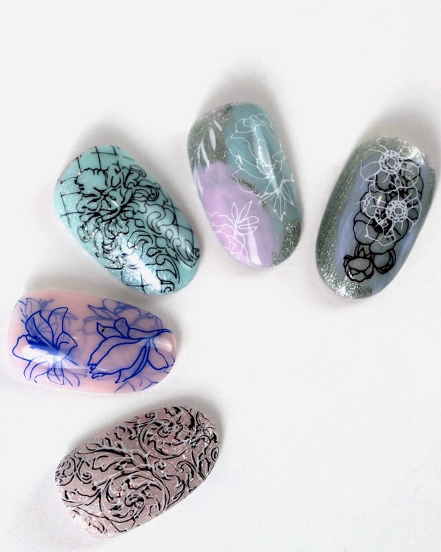 Stamping plate #9 Flowers and patterns.
