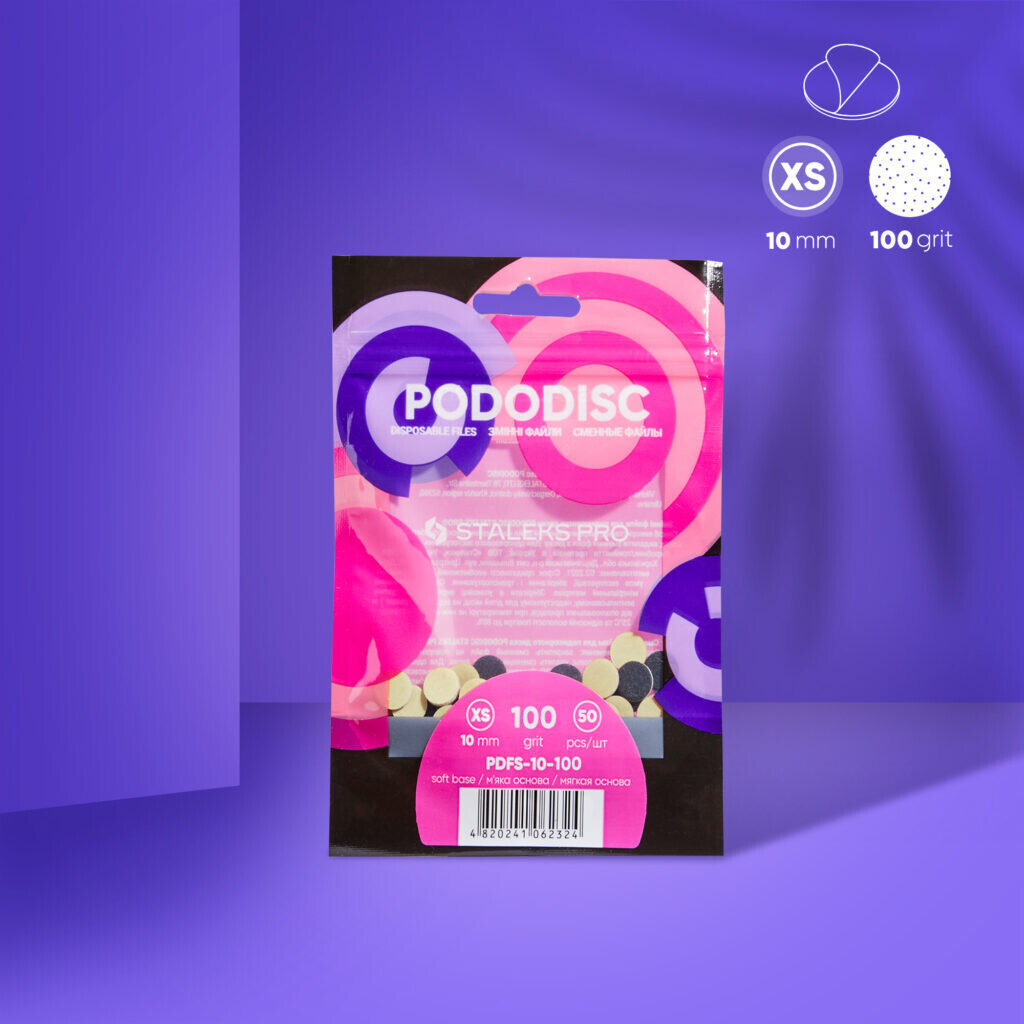 Disposable files on a soft foam layer for pedicure disc PODODISC XS EXPERT 100 grit (50 pcs) PDFS-10-100