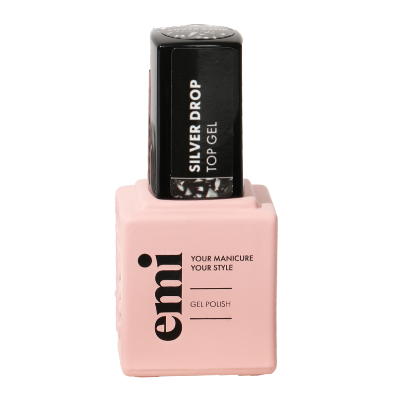 E.MiLac Silver Drop Top Gel, 9 ml.