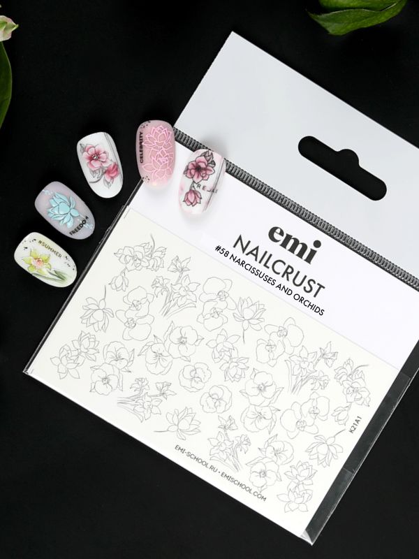 NAILCRUST Pattern Sliders #58 Narcissuses and Orchids