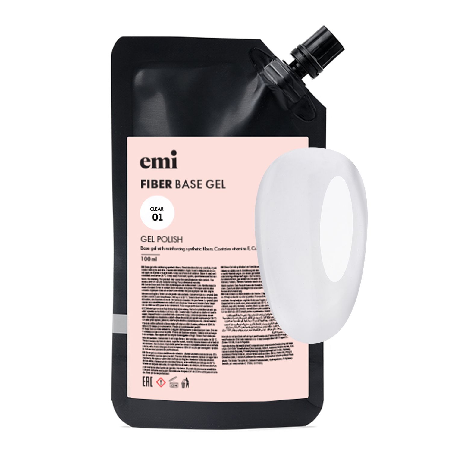 E.MiLac Fiber Base Gel Clear #1, 100 ml.