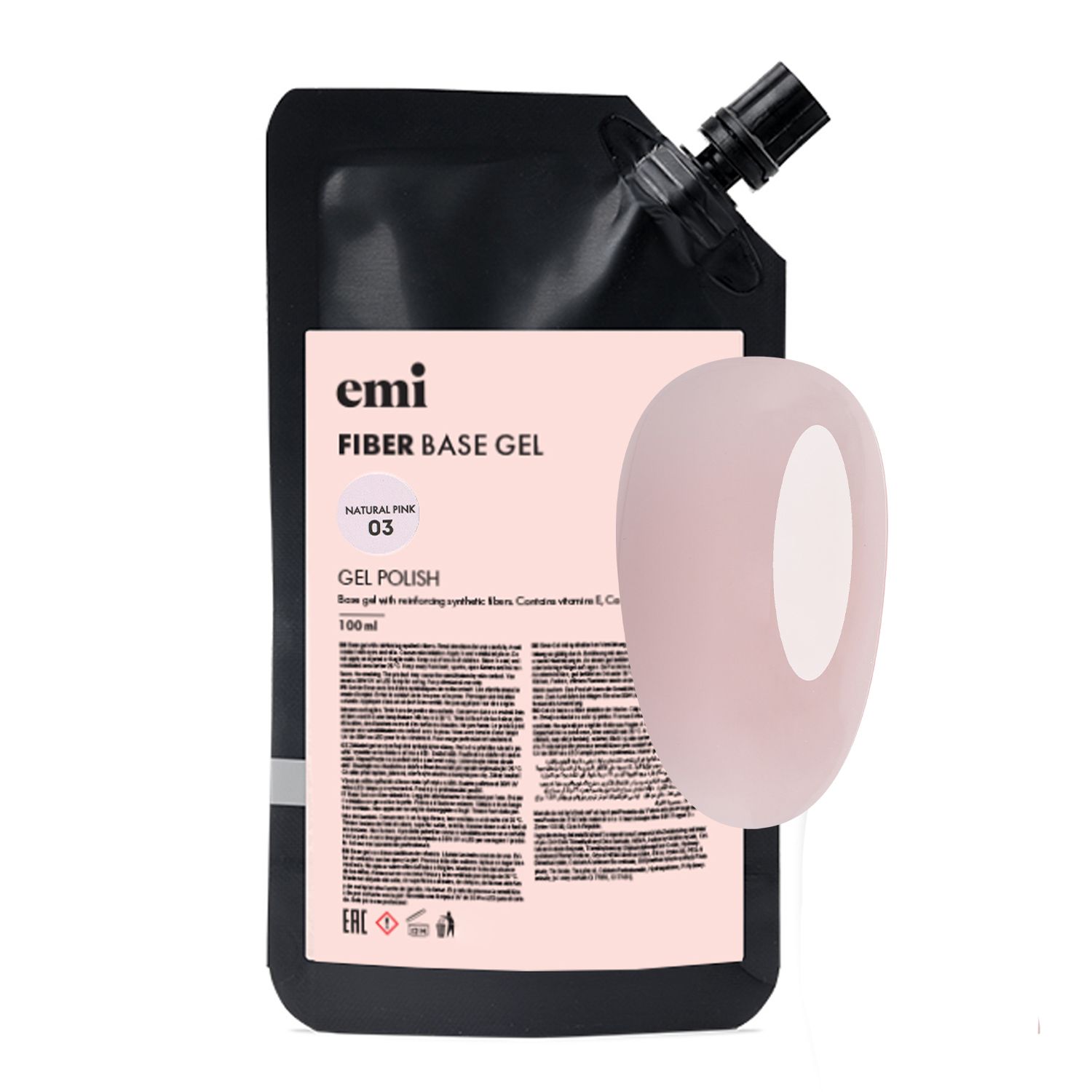 E.MiLac Fiber Base Gel Natural Pink #3, 100 ml.