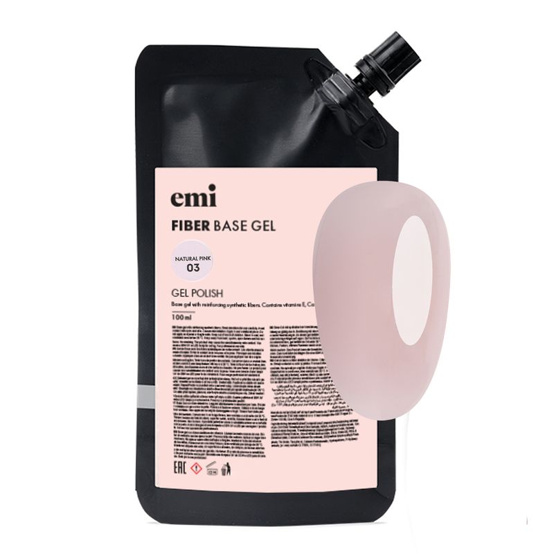 E.MiLac Fiber Base Gel Natural Pink #3, 100 ml.