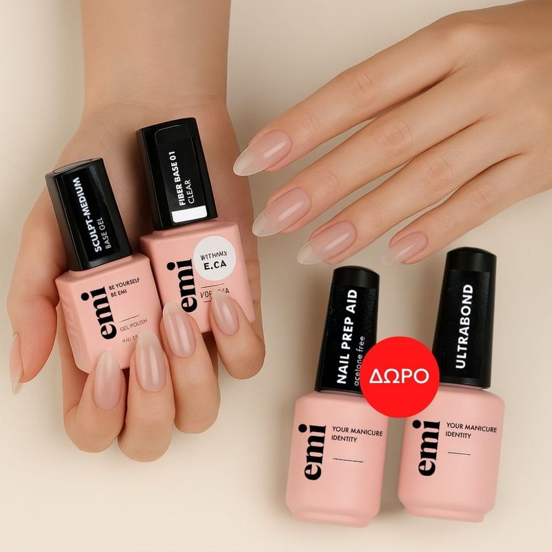 Sculpt-Medium Base Gel + Fiber Base Gel Clear