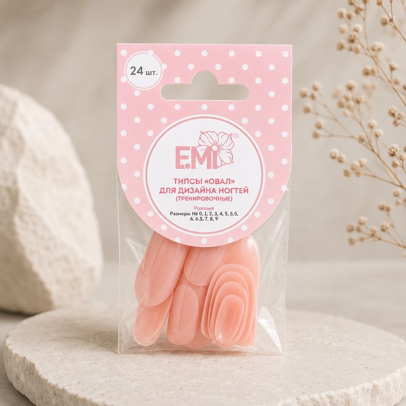 Pink Tips Oval, 24 pcs