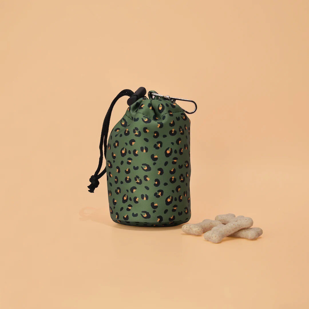 Cocopup Drawstring Treat Pouch Khaki Leopard