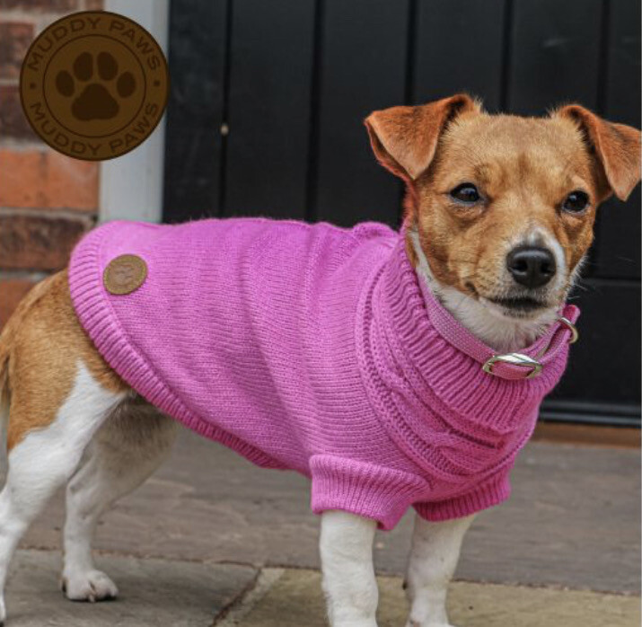 Ancol Cable Knit Jumper Pink