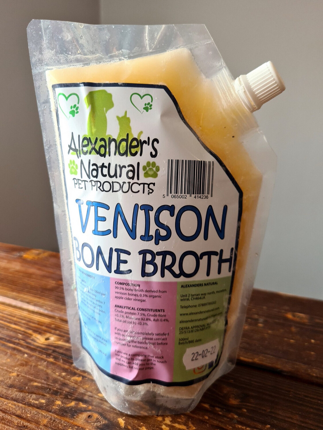 Alexander Natural Venison Bone Broth Pouch 500ml