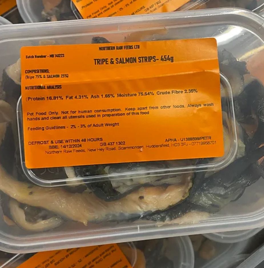 Northern Raw Feeds Tripe & Salmon Strips 454g