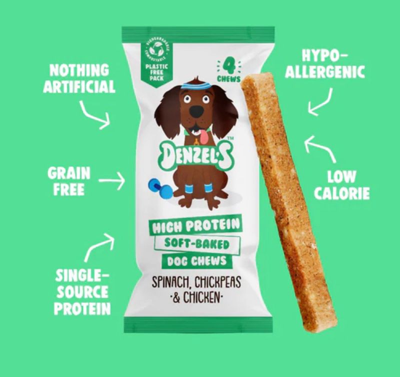 Denzels High Protein Soft Baked Chews- Spinach, Chicken & Chickpeas