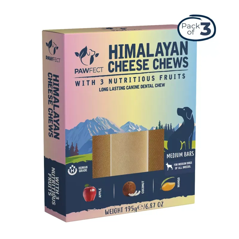 Pawfect Food Himalayan Cheese Chew - 3 pack Apple, Mango & Coconut
