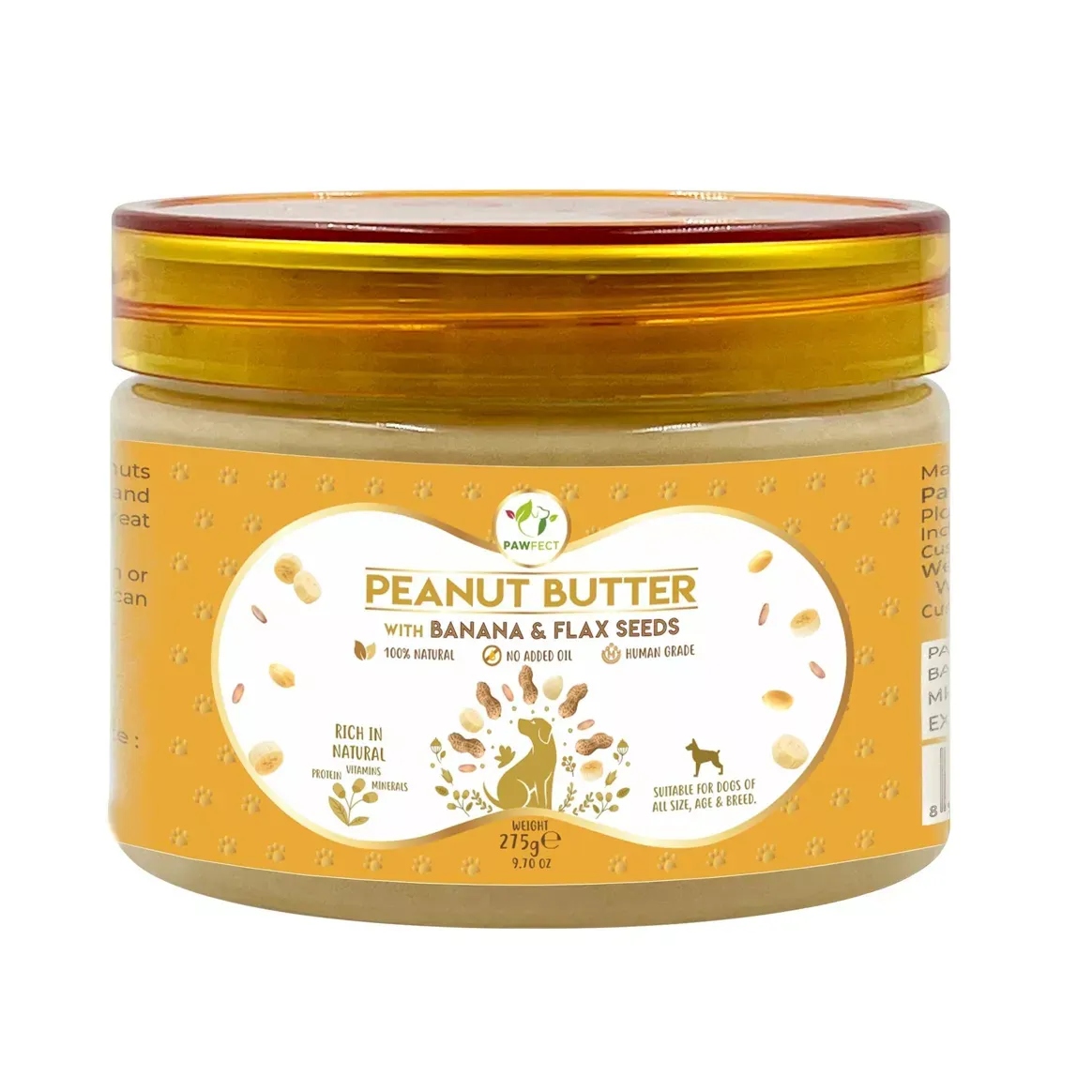 Pawfect Food Peanut Butter with Banana & Flaxseeds 275g Pawfect Food Peanut Butter with Banana & Flaxseeds 275g