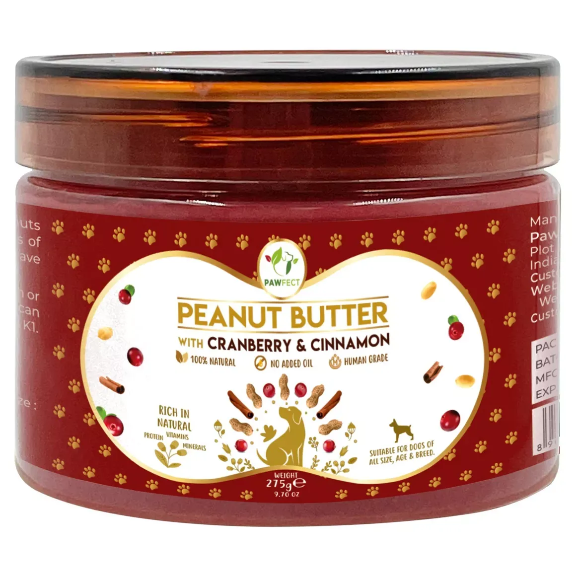 Pawfect Food Peanut Butter with Cinnamon & Cranberry 275g