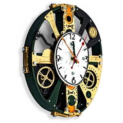 Дизайнерские настенные часы Ai#1003 Зеленое золото придуманные искусственным интеллектом