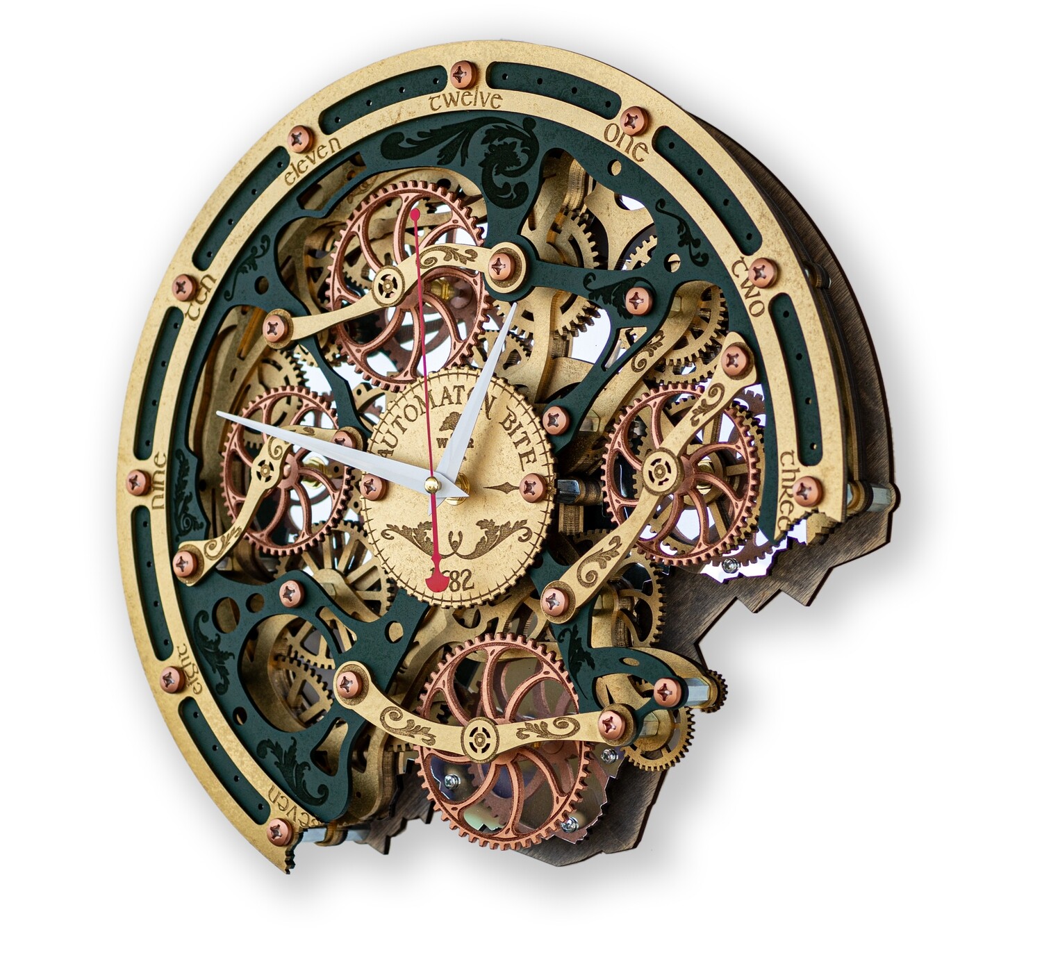 Часы Настенные Автоматон Bite 1682 Зеленое золото