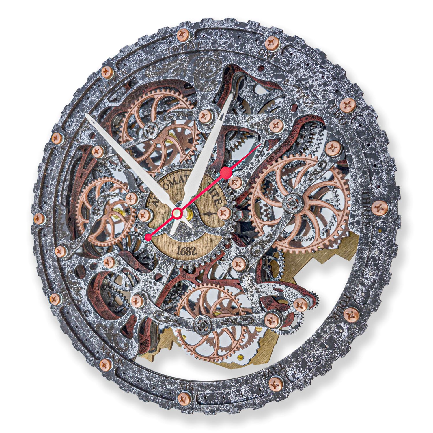 Настенные часы с вращающимися шестеренками в стиле стимпанк