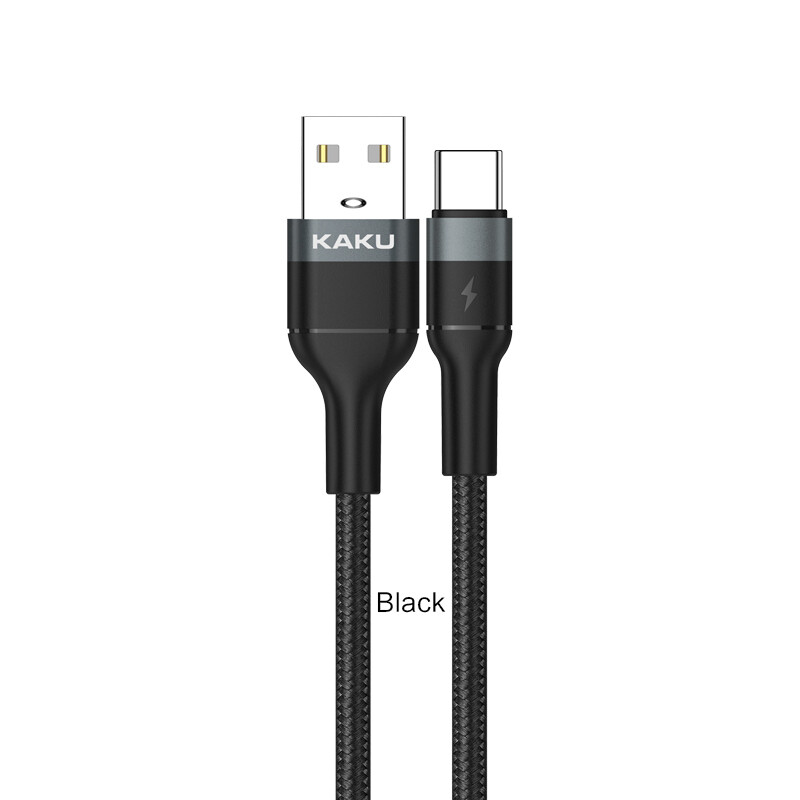 Kaku Aluminum Alloy Fast Charging Data Cable(Type-C), Black