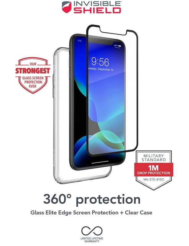 ZAGG InvisibleShield iPhone 11/XR 6.1" Glass Elite Edge, Screen Black (Screen Protector)