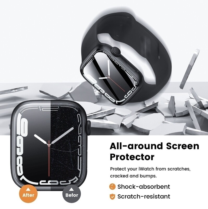 TDG PAP Apple Watch Series 7 (40mm) 9H Hybrid Glass, Black (Screen Protector)
