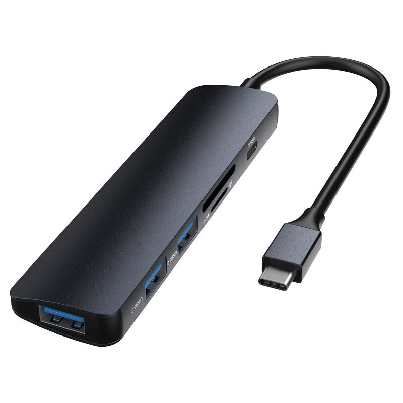 Devia USB-C 3.1 To USB-A 3.1 X 3 + PD + Card Reader 5 In 1 Adapter Hub Leopard, Gray