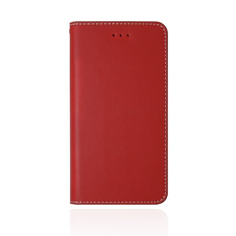 JTLegend iPhone XR Original Cowhide Leather Flip Case, Red