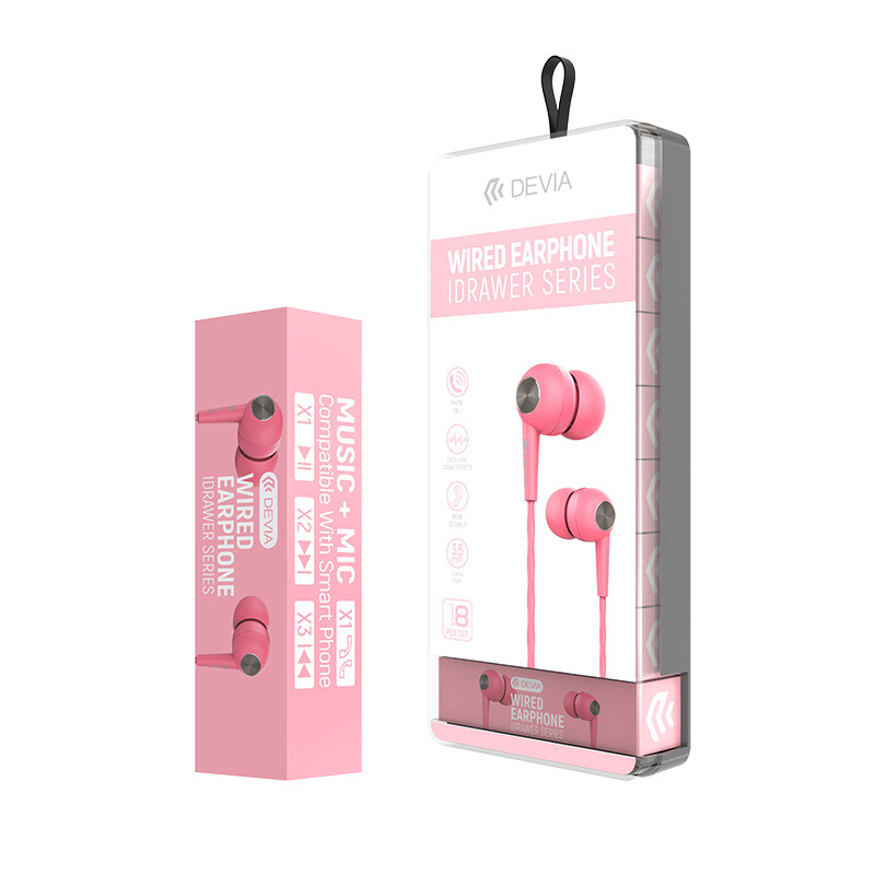 Devia Idrawer Wired Earphones, Pink