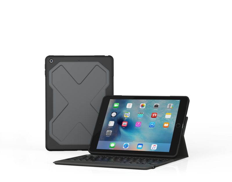 ZAGG iPad 9.7" (2017) Rugged Messenger Keyboard (Backlit), Black (I10REU-BBU)