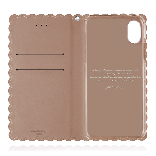 JTLegend iPhone Xs 5.8" Biscuit Cowhide Leather Flip Case, Cocoa