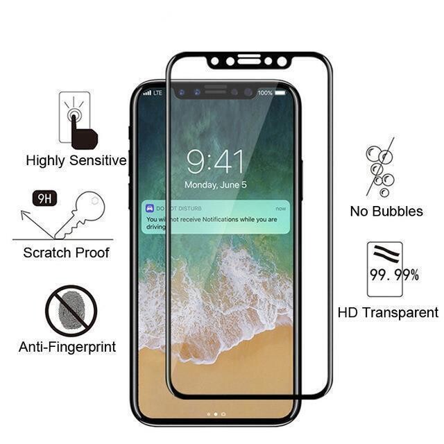 iPearl YES iPhone X Tempered Glass, Full Screen Black (0.26mm) (Screen Protector)