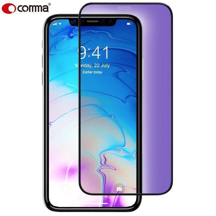 Comma iPhone 11 Pro/ Xs 5.8" Tempered Glass, Full Screen Anti-Blue-Ray Black (Blue) (Screen Protector)