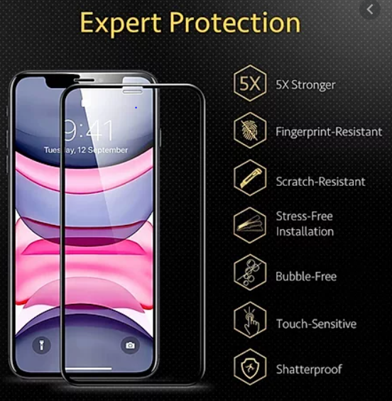 Comma iPhone 11/XR 6.1" Tempered Glass, Full Screen 3D Curved Black (Black) (Screen Protector)