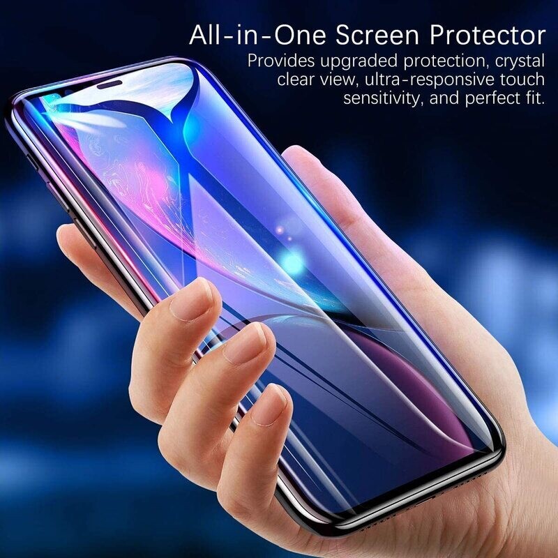 Comma iPhone 11 Pro Max/ Xs Max 6.5" Tempered Glass, Full Screen Anti-Blue-Ray Black (Blue) (Screen Protector)