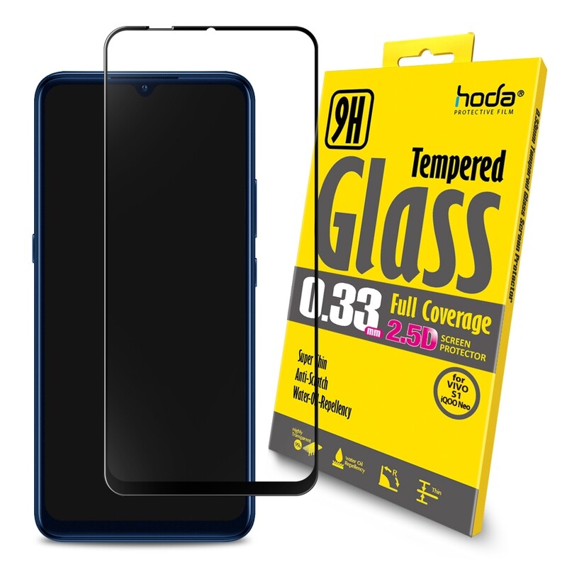 Hoda Vivo S1/iQOO Neo Tempered Glass, 2.5D Full Coverage (0.33mm) (Screen Protector)
