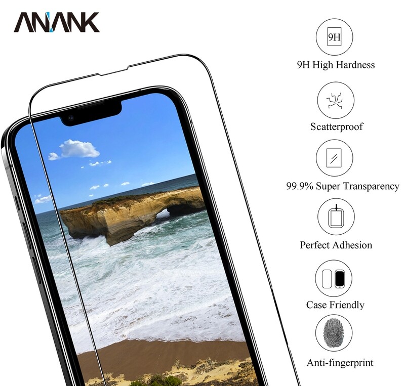 Anank iPhone 13 6.1 2.5D Reinforced Edge Glass, Eyesafe (Screen Protector)
