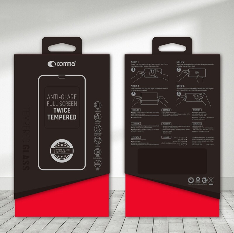 Comma iPhone 12 mini 5.4" Tempered Glass, Black (Screen Protector)