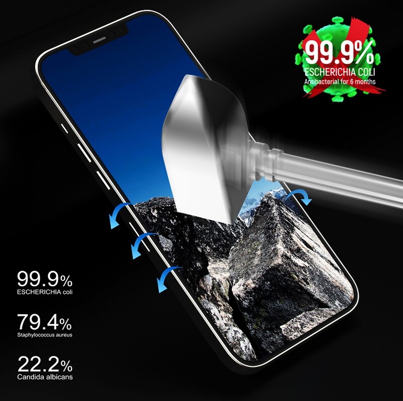 Comma iPhone 12 Pro Max 6.7" Tempered Glass, Anti-bacterial Black (Screen Protector)