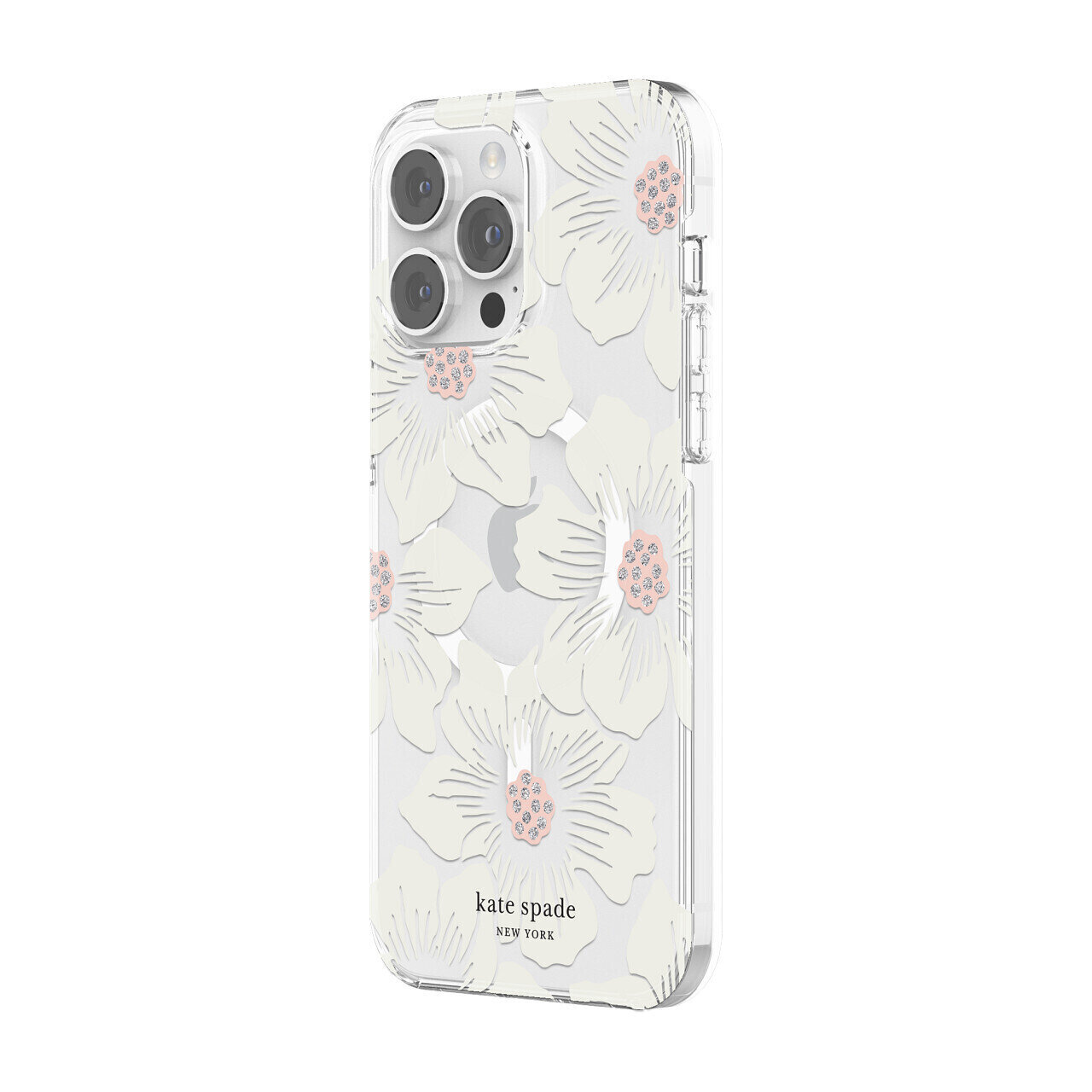 Kate Spade iPhone 14 Pro Max Protective Hardshell for MagSafe, Hollyhock Floral Clear/Cream with Sto