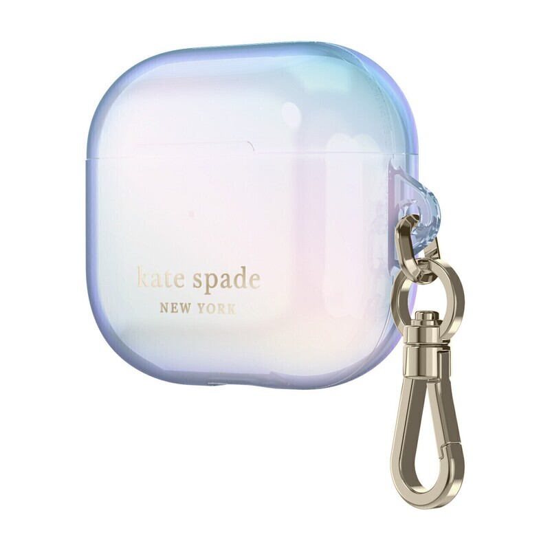 Kate Spade AirPods 3 Protective Case, Iridescent/Gold Foil Logo/Premium Gold Hardware